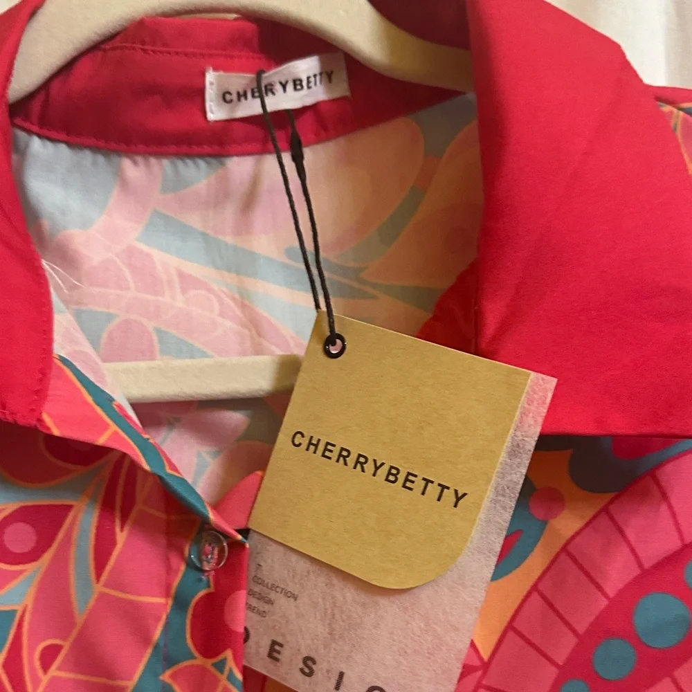 Cherry Betty Pink and Teal Paisley Blouse - Picture 7 of 7